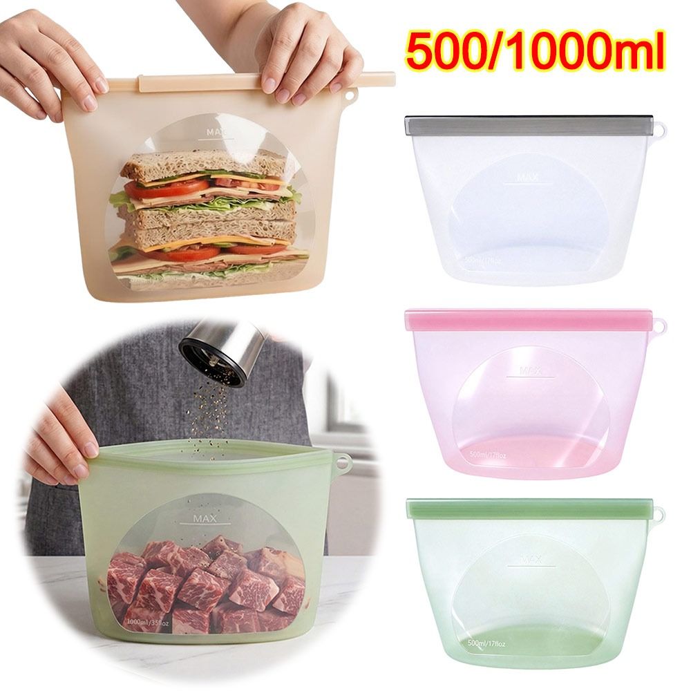 Reusable Produce Bag - Siliconen voedselbewaarzak Vochtbestendige, vershoudende voedselverpakkingszak Herbruikbare