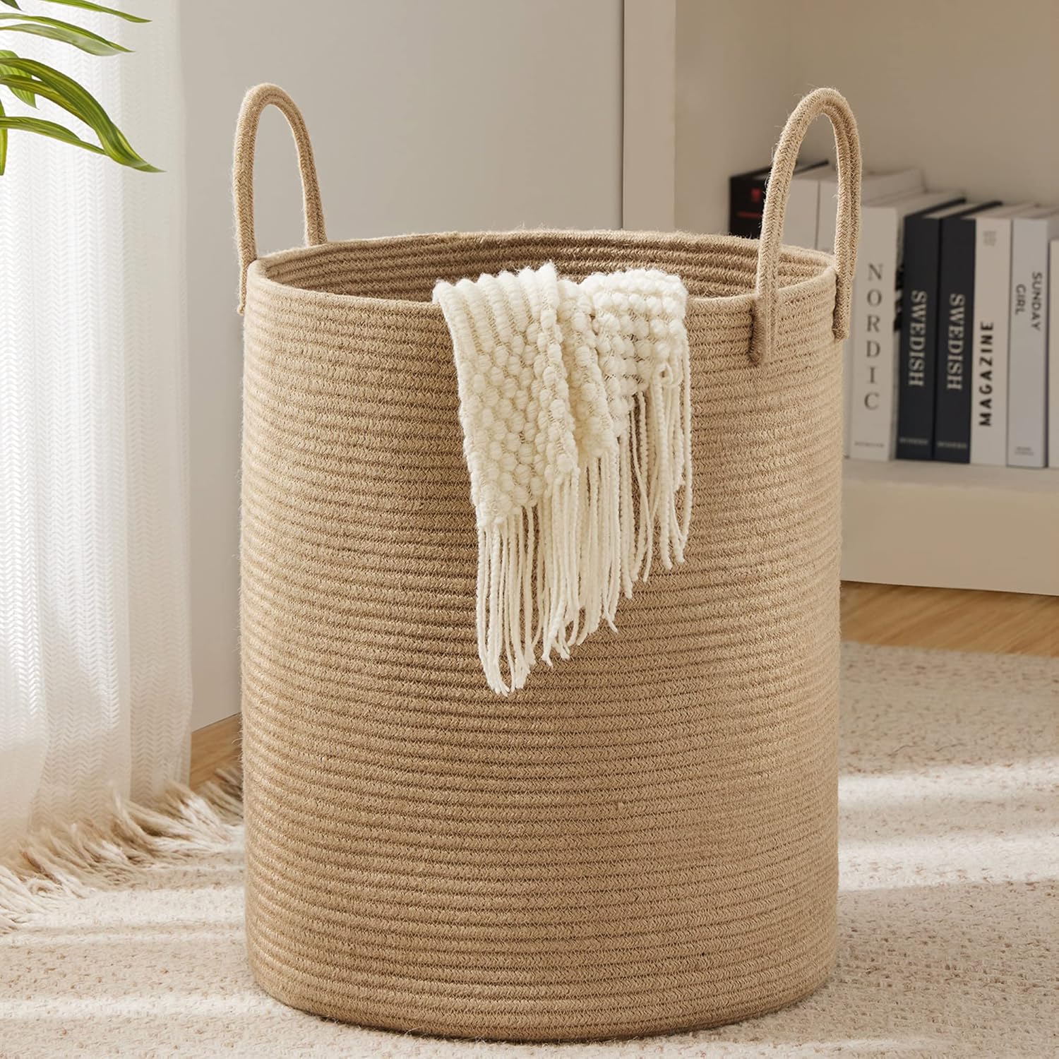 Sustainable Living Eco Friendly - Grote opbergmand, hoge geweven decoratieve wasmand