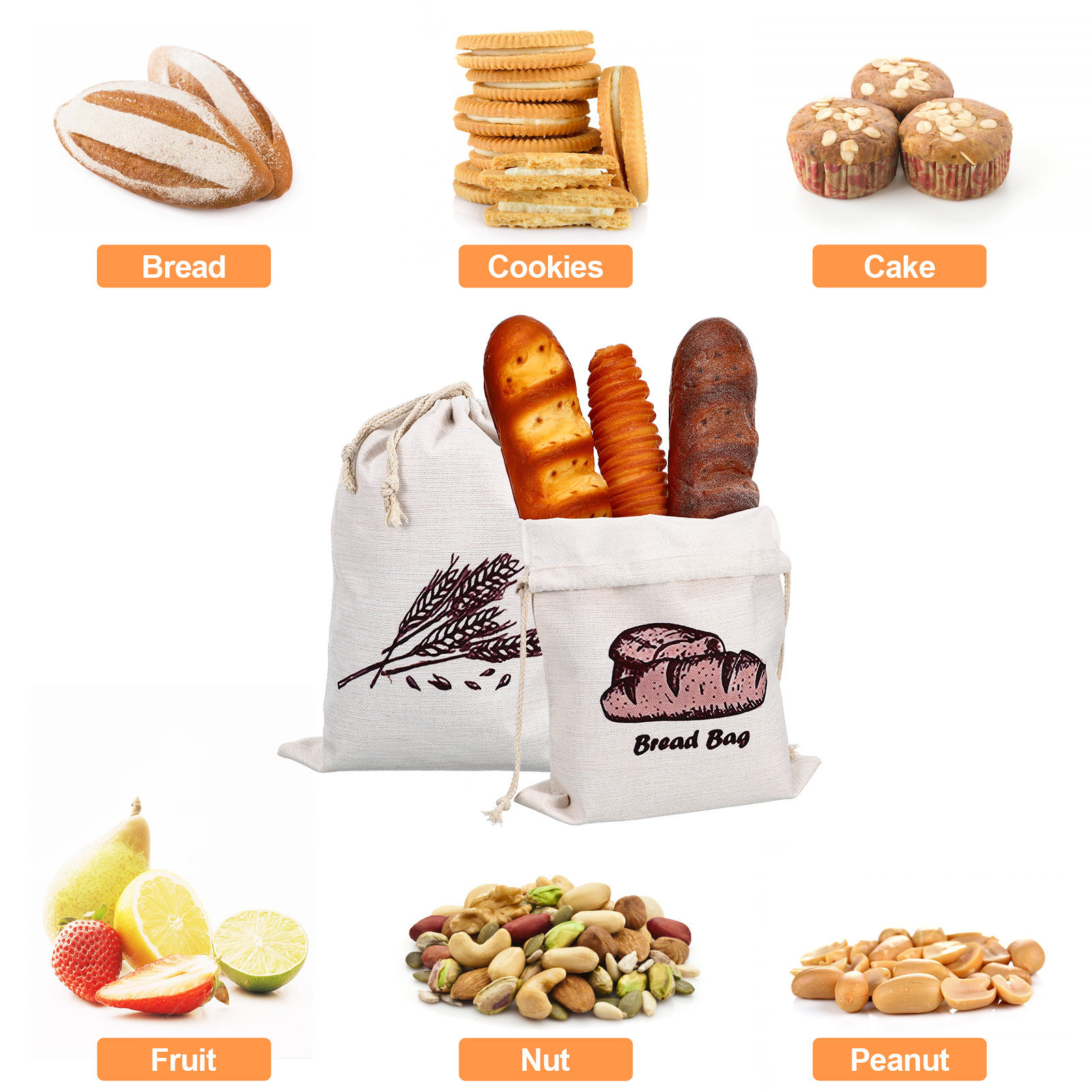 2 stuks wasbare linnen broodza - Reusable Produce Bag recensie en prijs